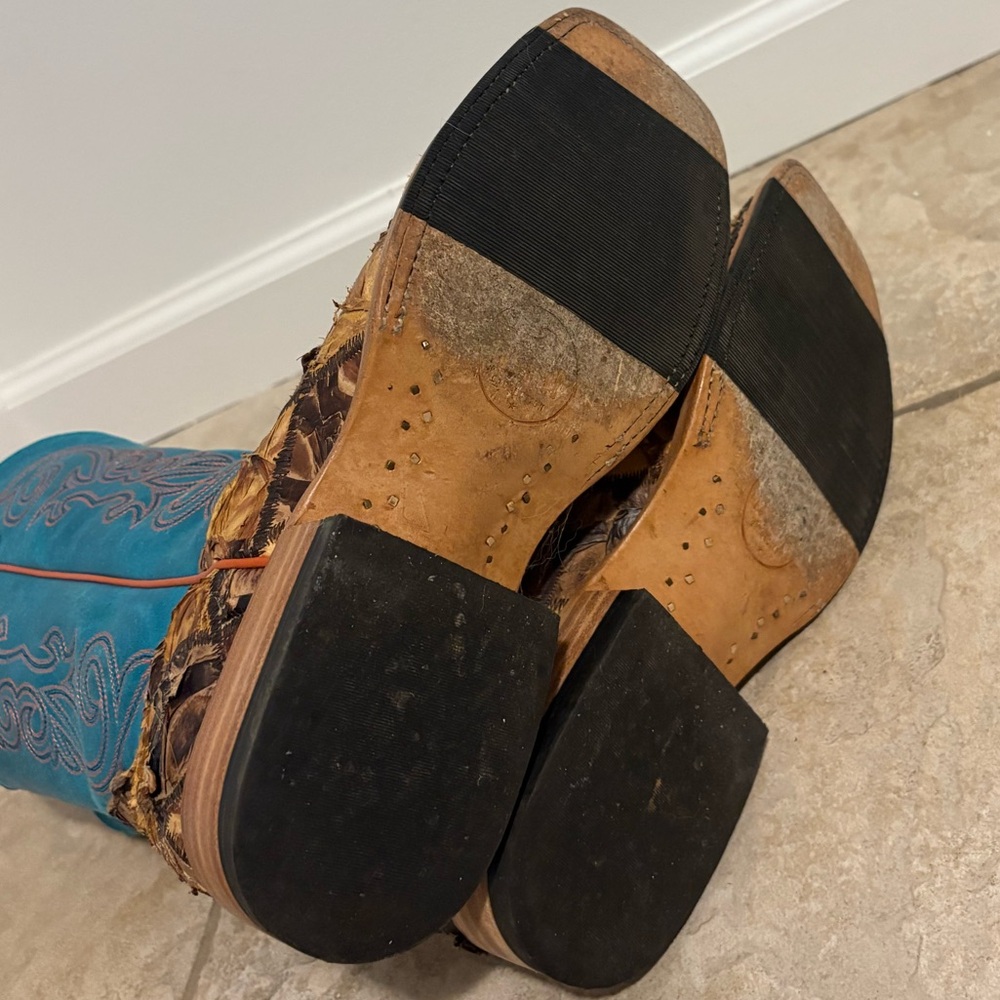 Horse Power Patchwork Exotic Leather Western Boot… - image 6